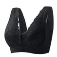thumbnail image 1 of Gymayou Women Lace Seamless Wireless Bra Plus Size Front Snap Vest Style Bralette Front Closure Bras for Older Women Black XL, 1 of 2
