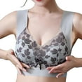 thumbnail image 1 of Gymayou Women Lace Wireless Bra Seamless Wide Vest Strap Push Up Bralette Gentle Gathering Comfort Bra Blue 5XL, 1 of 9