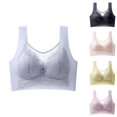thumbnail image 1 of Gymayou Women Lace Wireless Vest Bra Push Up Lift Support Bralette For Small Bust Wide Strap Mesh V Neck Bras Beige L, 1 of 3