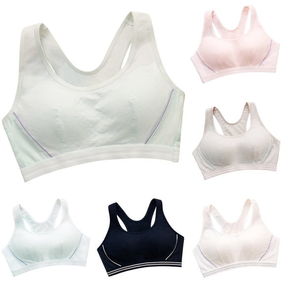 Gymayou Women Lightweight Racerback Sports Bra Wire Free Seamless Padded T-Shirt Workout Bra Breathable Medium Support Athletic Tank Bra Blue L