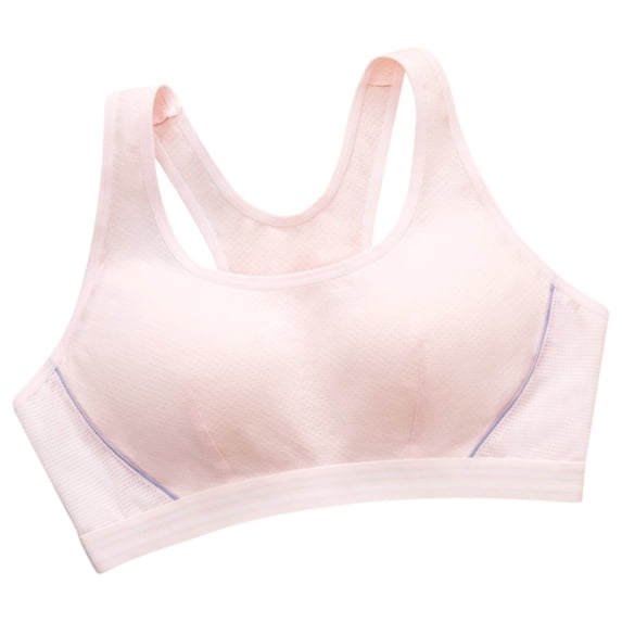 Gymayou Women Lightweight Racerback Sports Bra Wire Free Seamless Padded T-Shirt Workout Bra Breathable Medium Support Athletic Tank Bra Pink XL