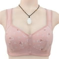 thumbnail image 1 of Gymayou Women Plus Size Front Snap Wireless Bra Floral Print Vest Style Bralette Gentle Gathering Support Front Closure Bras Pink 54, 1 of 7