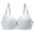 thumbnail image 1 of Gymayou Women Plus Size Thin Lace Splice Underwire Bra Floral Embroidery Lace Push Up Full Coverage Bra Adjustable Strap Bras White 95C, 1 of 3