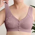thumbnail image 1 of Gymayou Women Seamless Front Button Wireless Vest Bra for Middle-Aged Ladies Floral Jacquard Easy Front Snap Wide Strap Full Coverage Comfort Bralette Light Violet XL, 1 of 9