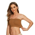 thumbnail image 1 of Gymayou Women Seamless Strapless Bandeau Bra Breathable Mesh Tube Top Stretch Wireless Wrap Top for Daily Under Outfits Coffee 5XL, 1 of 7