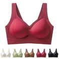 thumbnail image 1 of Gymayou Women Seamless Wireless Sports Bra With Fixed Molded Cups Gentle Lift & Moderate Gathering Everyday Bra Wide Strap Side Support Black L, 1 of 4