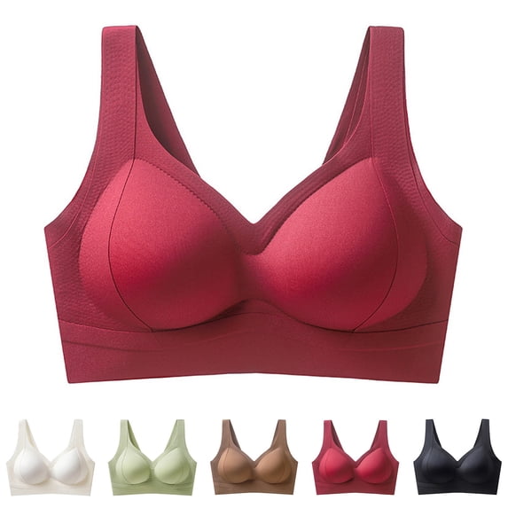 Gymayou Women Seamless Wireless Sports Bra With Fixed Molded Cups Gentle Lift & Moderate Gathering Everyday Bra Wide Strap Side Support Black L