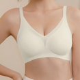 thumbnail image 1 of Gymayou Women Seamless Wireless T-Shirt Bra Deep V Neck Comfort Everyday Lingerie Adjustable Thin Strap Smooth Support Bralette No Underwire Soft White M, 1 of 6