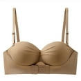 thumbnail image 1 of Gymayou Women Strapless Invisible Push Up Bra No Slip Clear Backless Padded Adjustment Bra Front Back Hook Closure Full Cup Smooth Seamless Lingeries Coffee S, 1 of 7