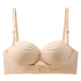 thumbnail image 1 of Gymayou Women Strapless Invisible Push Up Bra No Slip Clear Backless Padded Adjustment Bra Front Back Hook Closure Full Cup Smooth Seamless Lingeries Khaki 2XL, 1 of 7