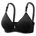 thumbnail image 1 of Gymayou Women Thin Cup Wireless Comfort Bra No Underwire Vertical Ribbed Support Bra Back Closure Full Coverage Everyday Bra Black M, 1 of 2