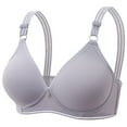 thumbnail image 1 of Gymayou Women Thin Cup Wireless Comfort Bra No Underwire Vertical Ribbed Support Bra Back Closure Full Coverage Everyday Bra Dark Gray M, 1 of 2