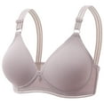thumbnail image 1 of Gymayou Women Thin Cup Wireless Comfort Bra No Underwire Vertical Ribbed Support Bra Back Closure Full Coverage Everyday Bra Grey M, 1 of 2