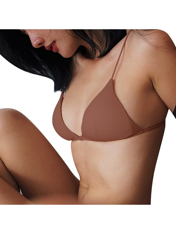 Women Triangle Bra No Underwire Front Closure Bra Thin Strappy Backless Size M
