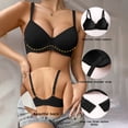 thumbnail image 1 of Gymayou Women Underwire Adjustment Bra With Delicate Lace Trim Smooth Molded Cup Push Up Bra Side Support Gather Full Coverage Bra Black 90B, 1 of 4