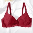 thumbnail image 1 of Gymayou Women Underwire Lace Push Up Bra French Floral Lace Edge Gathering Support Lingerie Adjustable Thin Strap Full Coverage Comfort Everyday Bra Red 85B, 1 of 9