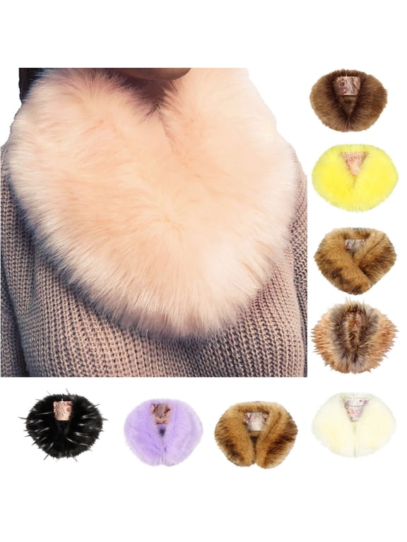 Women V Shape Faux Fur Neck Scarf Fluffy Neck Warmer Fashion Cold Weather Neck Shrug for Coats Dresses