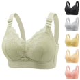 thumbnail image 1 of Gymayou Women Wireless High Support Bra Lace Full Coverage Push Up Shaping Bra Adjustable Wide Shoulder Straps Breathable Underarm Smoothing Bra Black 36, 1 of 7