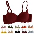 thumbnail image 1 of Gymayou Women Wireless Push Up Bra Comfort Lift Support Bralette Wavy Edge Adjustable Strap Seamless Bras Dark Green A, 1 of 4