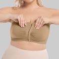 thumbnail image 1 of Gymayou Women's Plus Size Front Closure Push Up Strapless Bandeau Bra Wireless Tube Bralettes Breathable Bras Khaki M, 1 of 9
