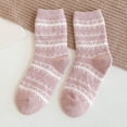 thumbnail image 1 of Gymayou Women's Soft Fuzzy Warm Cozy Striped Socks Soft Cozy Knit Warm Crew Socks Pink One Size, 1 of 3