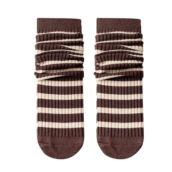 Gymayou Women’s Striped Mid‑Calf Slouch Socks Soft Cotton Casual Crew Socks