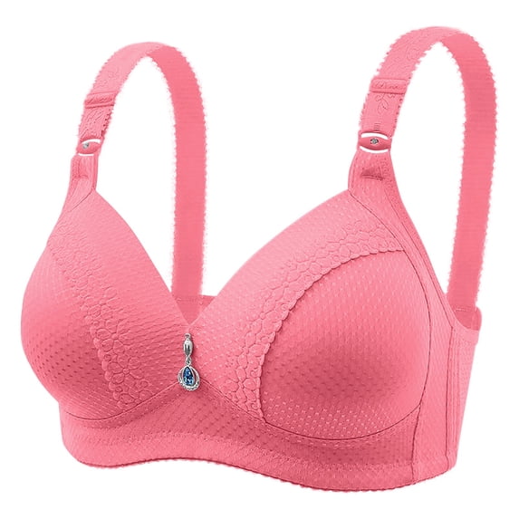 Gymayou Women’s Thin Cup Wireless Lift Bra Anti Sagging Side Support Bra Full Coverage Comfort Bra With Removable Thin Bust Pads Watermelon Red E