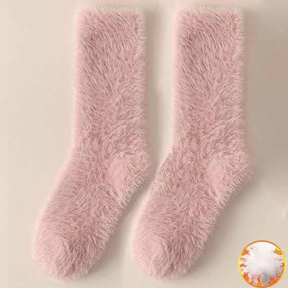 Gymayou Womens Long Fuzzy Mid Calf Socks Thick Warm Floor Socks Thermal Fluffy Sleeping Socks