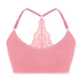 thumbnail image 1 of Gymayou Womens Pull On Wireless Bralette Soft Ribbed Knit No Underwire Racerback Bra Adjustable Thin Strap Comfort Bra Lounge Sleep Bras Pink L, 1 of 9
