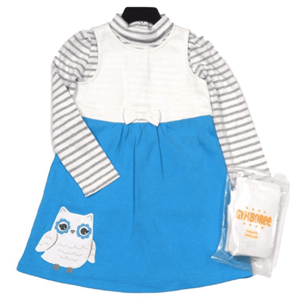 Gymboree Girls 3 Piece Blue Owl Jumper Dress (Blue, 5) - Walmart.com
