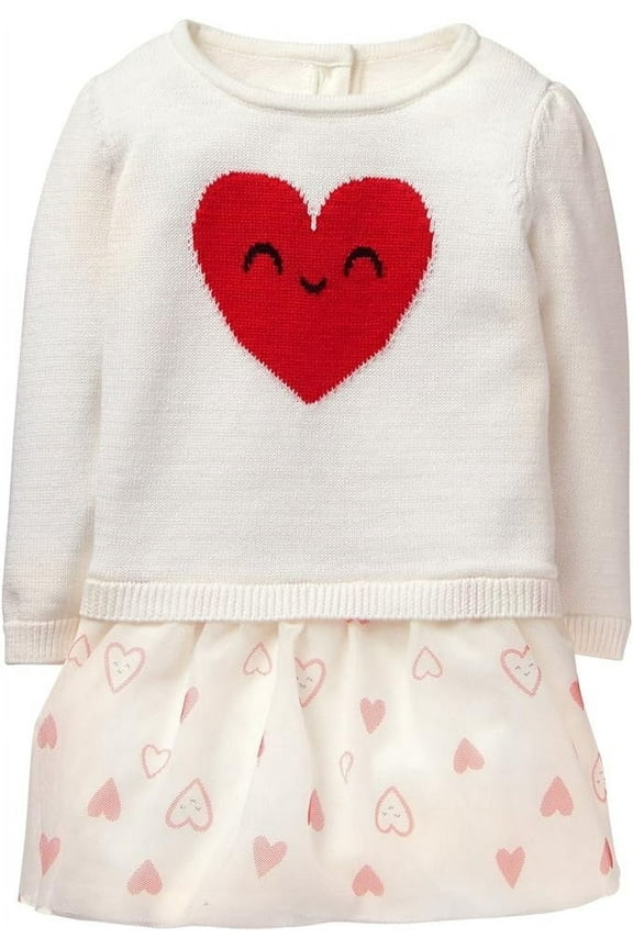 baby girls heart valentines sweater dress
