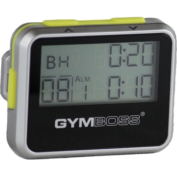 Gymboss Interval Timer Stopwatch Silver Yellow Metallic This title uses 55