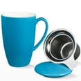 thumbnail image 1 of Gymchoice 16 OZ Porcelain Tea Mug with Infuser and Lid，Loose Leaf Tea Cup, Gifts for Tea Lover, Turquoise, 1 of 9