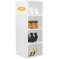 thumbnail image 1 of Gymchoice 4 Pack Stackable Shoe Storage Boxs,Foldable Clear Sneaker Display Box Foldable Shoe Box pp Material,Stackable Storage Bins White, 1 of 6