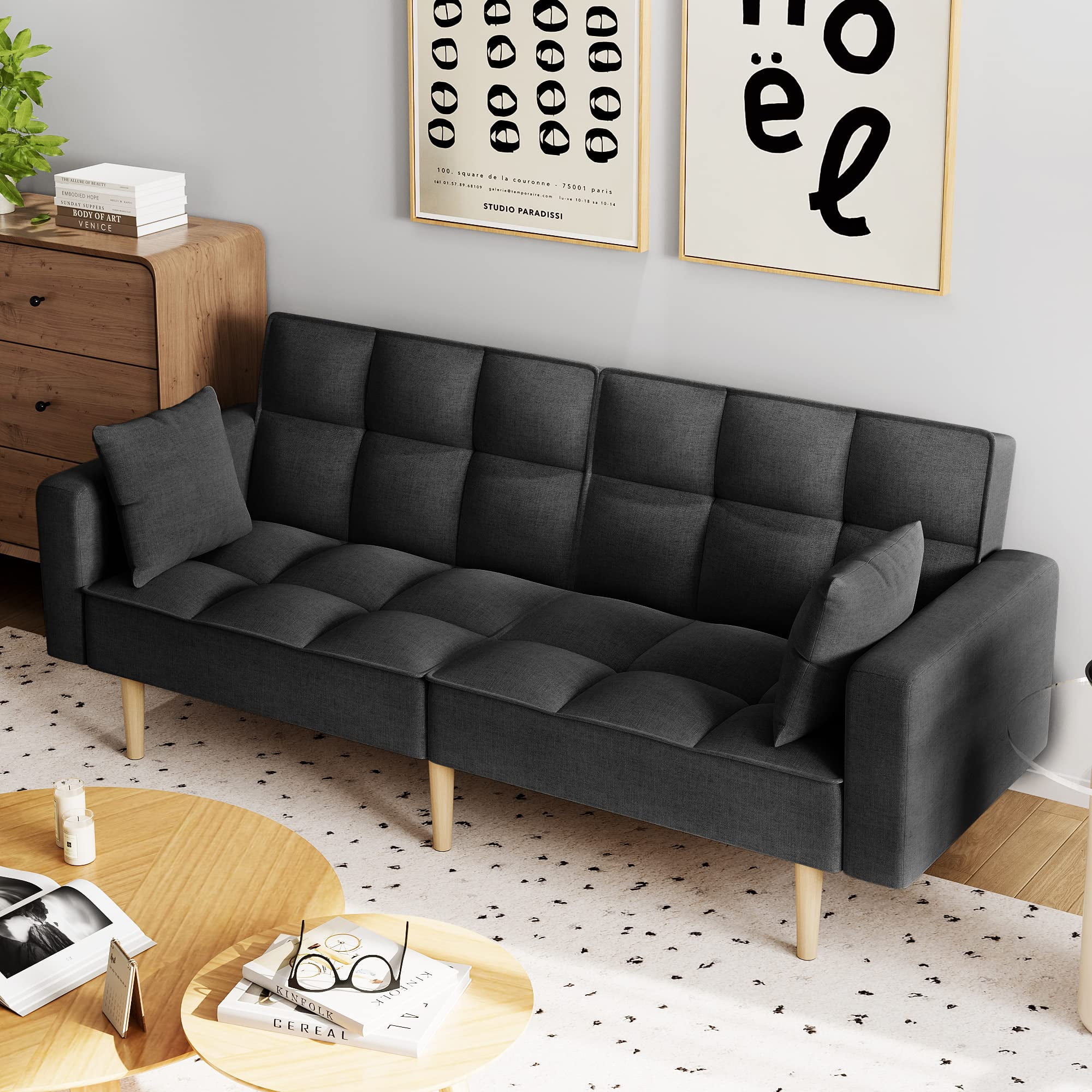 Gymchoice Futons Couch Bed,Sleeper Sofas Convertible Sofa,Modern Linen