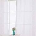 thumbnail image 1 of Gymchoice Sheer Curtains with Pompom Design,Jacquard Sheer Window Curtains,Faux Linen Textured Grommet Voile Curtains for Living Room Bedroom,2 Panels, 1 of 7