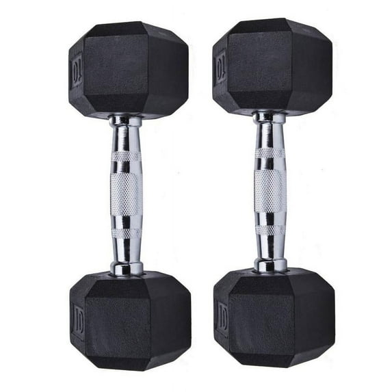 Gymenist, 10 lb Rubber Hex Dumbbells, Pair