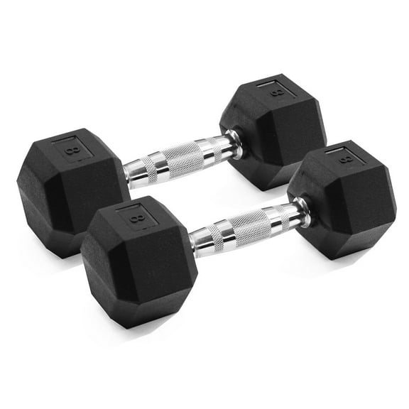 Gymenist, 8 lb Rubber Hex Dumbbells, Pair