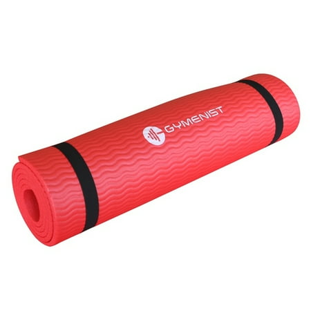 Gymenist Thick Exercise Yoga Floor Mat Nbr 24 x 71 Inches, Great for Camping, Cardio Workouts, Pilates, Gymnastics, Carrying Strap Included
