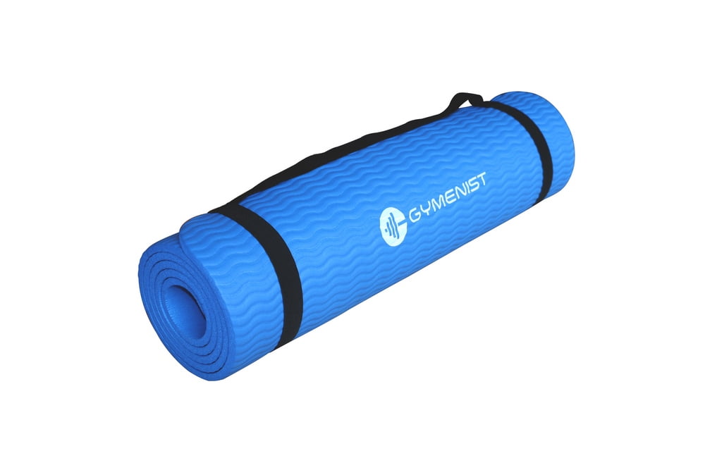 Gymenist Dark Blue Extra Thick Eco-Friendly Yoga Mat with Carrying Strap
