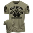 thumbnail image 1 of Gymish Adrenaline Workout T-Shirt for Men – Motivational Gym Tee, Funny Lifting Fitness Shirt, Military Green with Sleeve Logo, Medium, 1 of 6