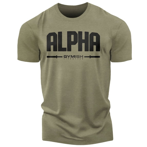 Gymish Alpha Workout T-Shirt for Men, Funny Gym Shirt, Lifting Tee, Deadlift Shirt, Men's Athletic Top, Military Green, Large