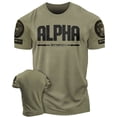 thumbnail image 1 of Gymish Alpha Workout T-Shirt for Men, Funny Gym Shirt, Lifting Tee, Deadlift Shirt, Men's Athletic Top, Military Green with Sleeve Logo, Large, 1 of 6