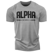 Gymish Alpha Workout T-Shirt for Men, Funny Gym Shirt, Lifting Tee, Deadlift Shirt, Mens Athletic Top, Heather Grey, XX-Large