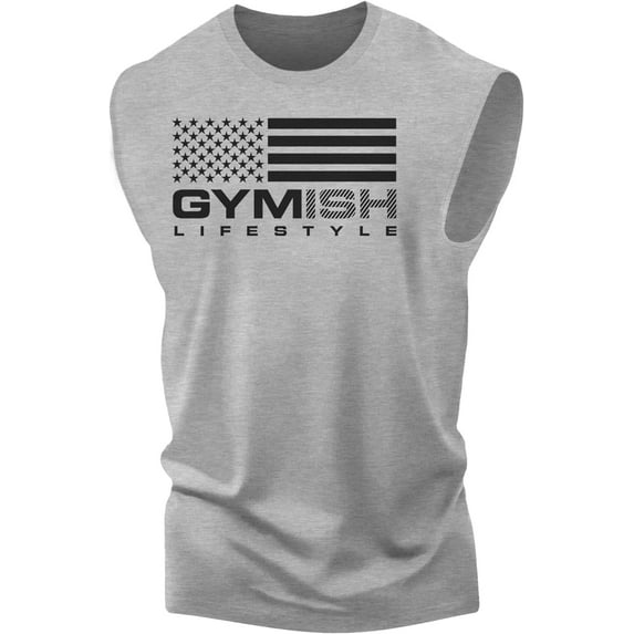 Gymish American Flag Workout Muscle Tank Top for Men – Funny Lifting T-Shirt, Patriotic Gym Tee, Men’s Athletic Workout Apparel