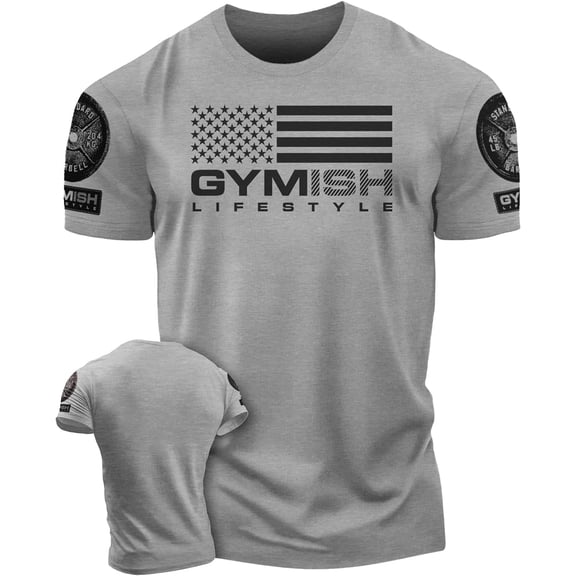 Gymish American Flag Workout Shirt for Men – Funny Lifting T-Shirt, Patriotic Gym Tee, Men’s Athletic Workout Apparel