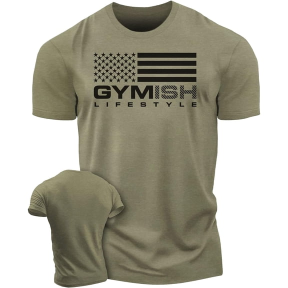 Gymish American Flag Workout Shirt for Men – Funny Lifting T-Shirt, Patriotic Gym Tee, Men’s Athletic Workout Apparel