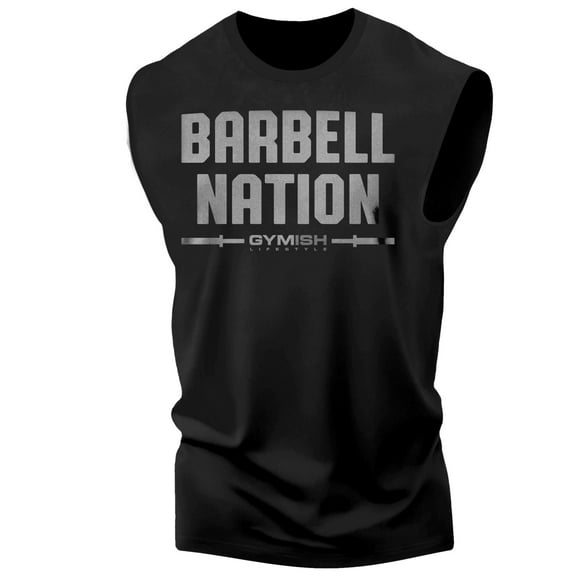Gymish Barbell Nation Workout Tank Top for Men – Funny Gym Shirt, Motivational Fitness Tee, Mens Weightlifting Apparel, Athletic Gym Wear