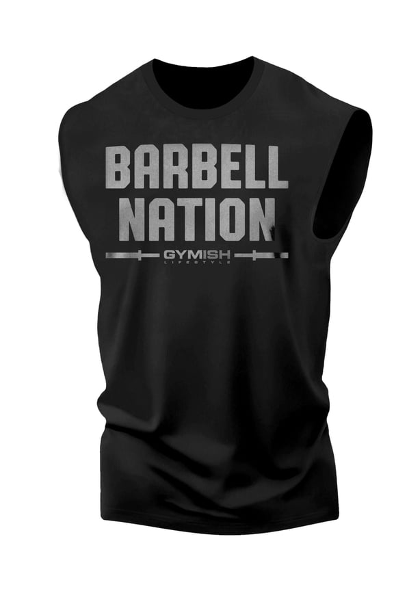 Barbell Nation Workout Tank Top for Men – Funny Gym Shirt, Motivational Fitness Tee, Mens Weightlifting Apparel, Athletic Gym Wear