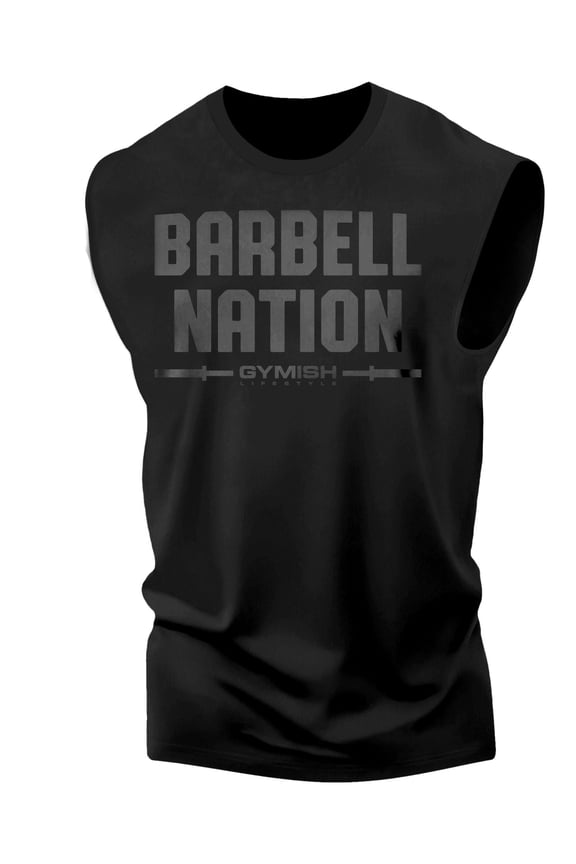 Barbell Nation Workout Tank Top for Men – Funny Gym Shirt, Motivational Fitness Tee, Mens Weightlifting Apparel, Athletic Gym Wear
